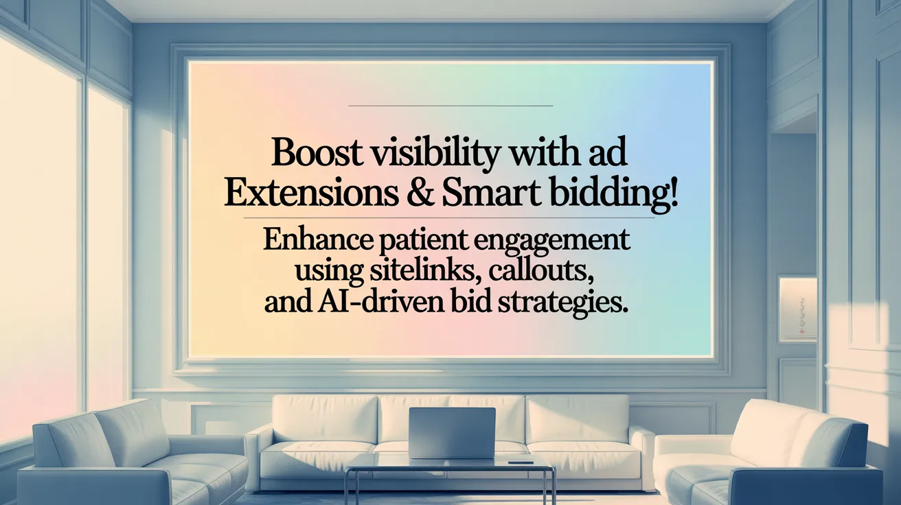 Boost Visibility with Ad Extensions &amp; Smart Bidding! Enhance patient engagement using sitelinks, callouts, and AI-driven bid strategies.