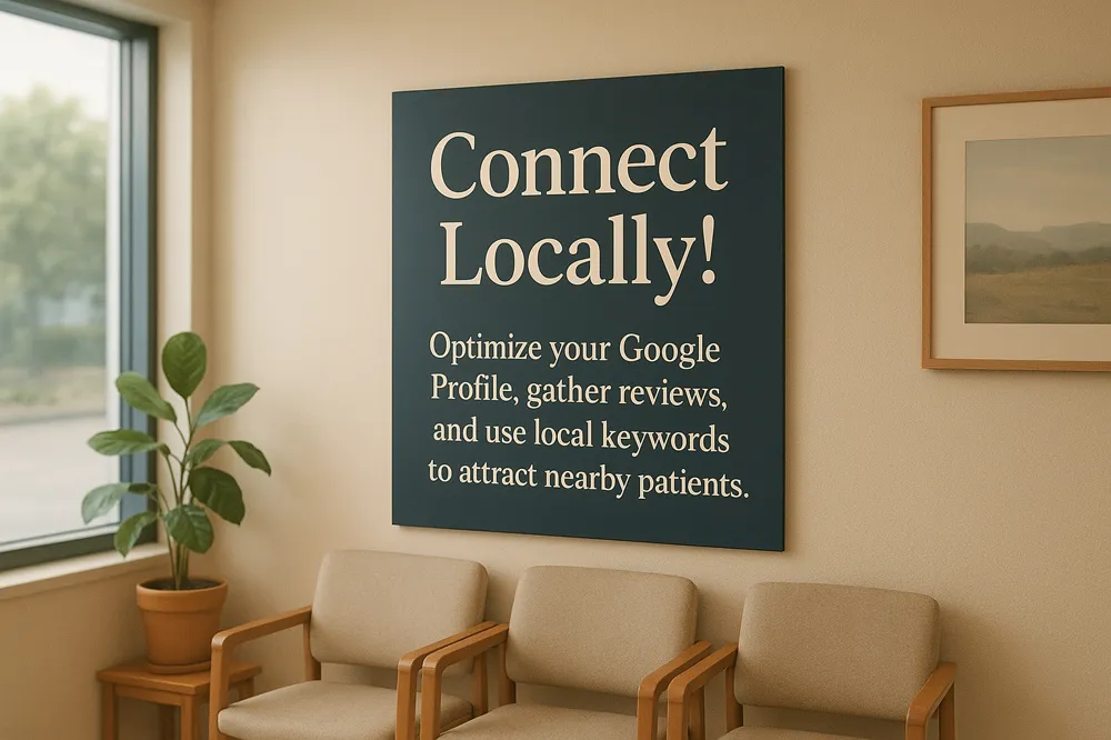 Connect Locally! Optimize your Google Profile, gather reviews, and use local keywords to attract nearby patients.