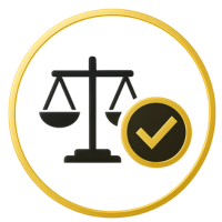 Baraka Prosperity Partners gold circle with scales and check mark icon.