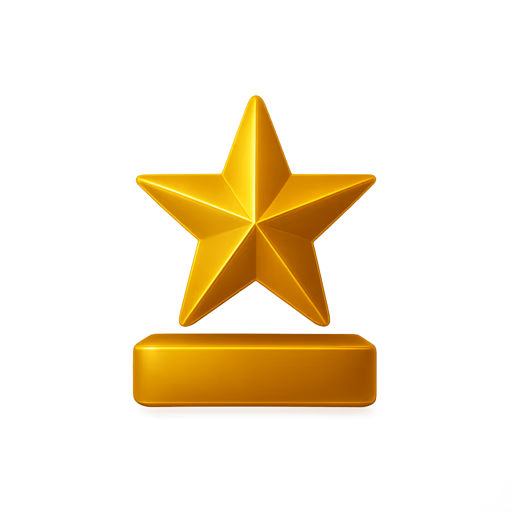 Gold star on a platform