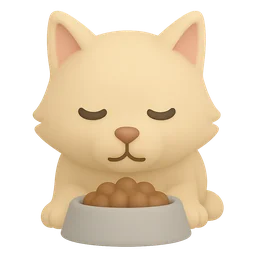 Illustration of a cat eating from a bowl