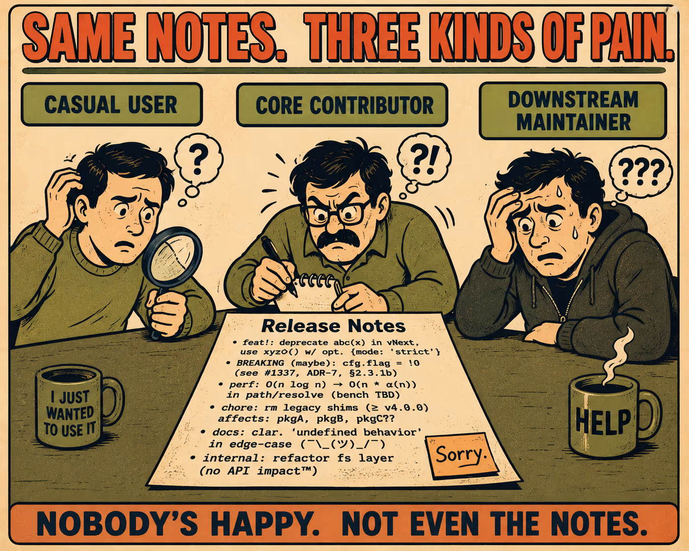 Three different users frustrated with the same release notes document
