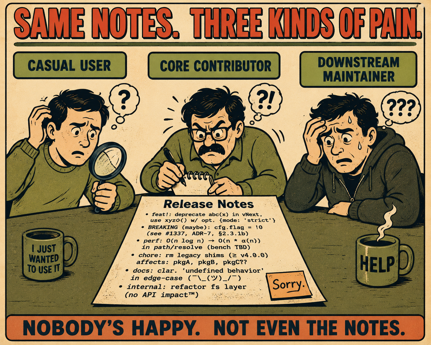 Three different users frustrated with the same release notes document