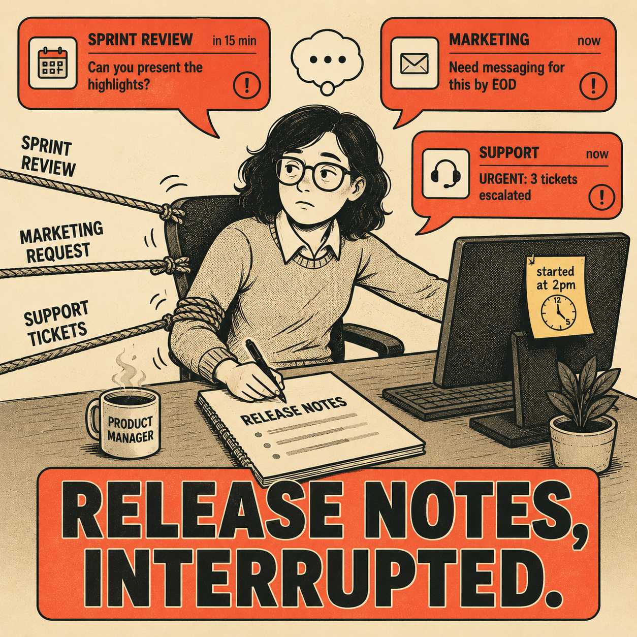 Product manager overwhelmed by simultaneous demands for release communication from multiple teams