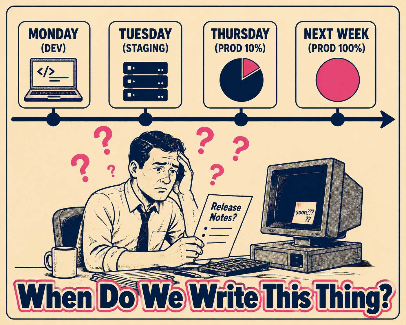 Figure confused by release notes across Monday, Tuesday, Thursday, and next week timeline