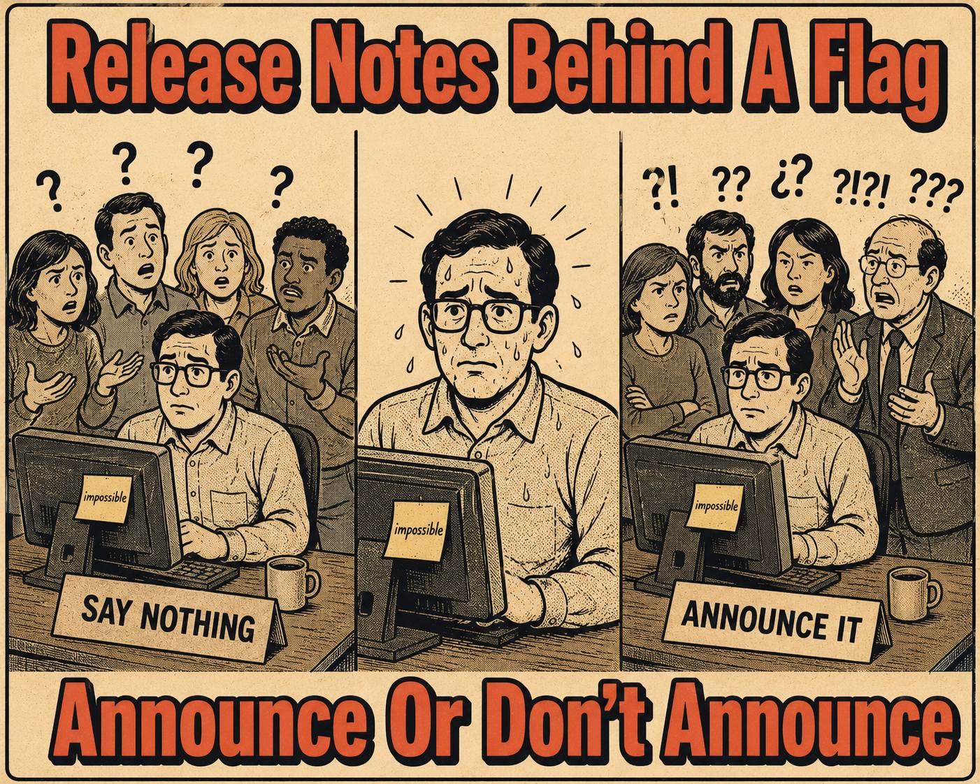 Split-panel meme showing identical confusion regardless of documentation strategy choice