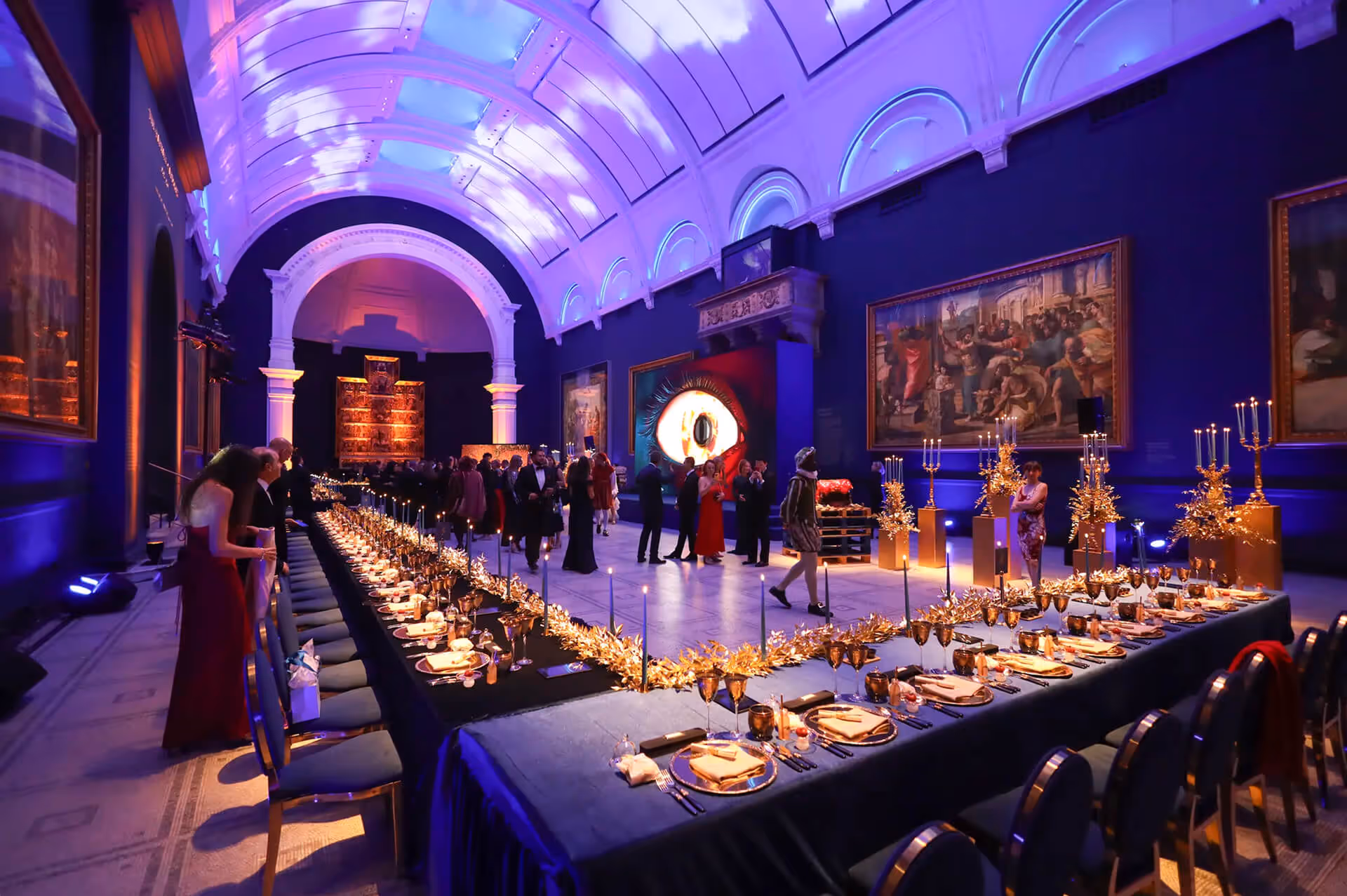 Guests walking to tables for gala auction dinner