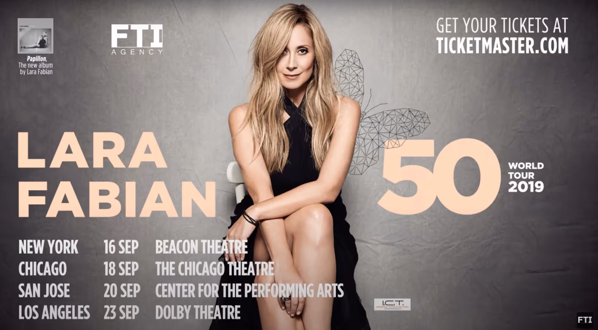 Camouflage Tour Chicago Lara Fabian performing under spotlights