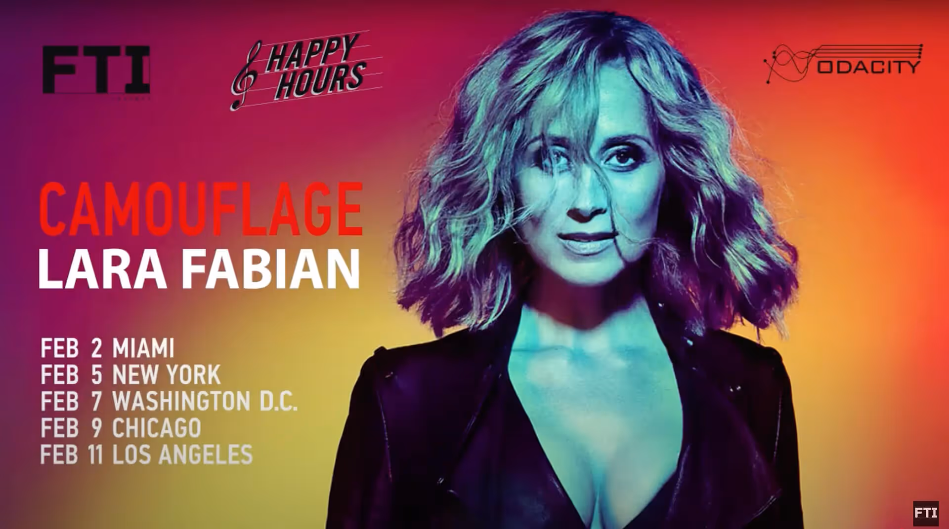 Poster featuring singer Lara Fabian with her performance dates