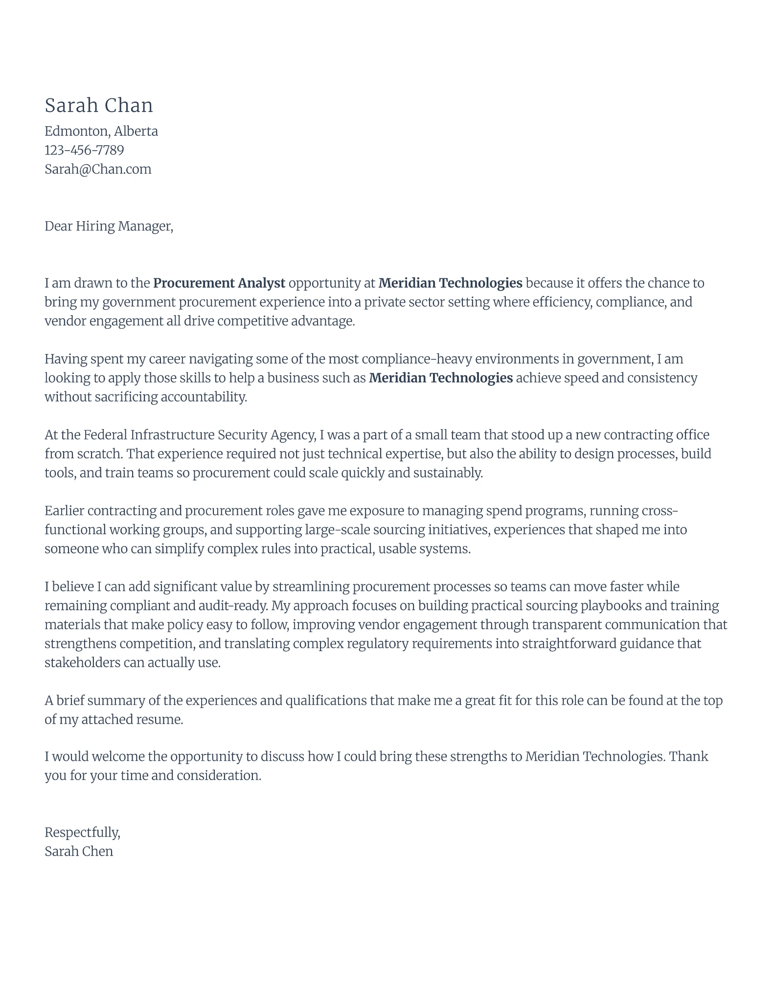 Cover letter generator sample