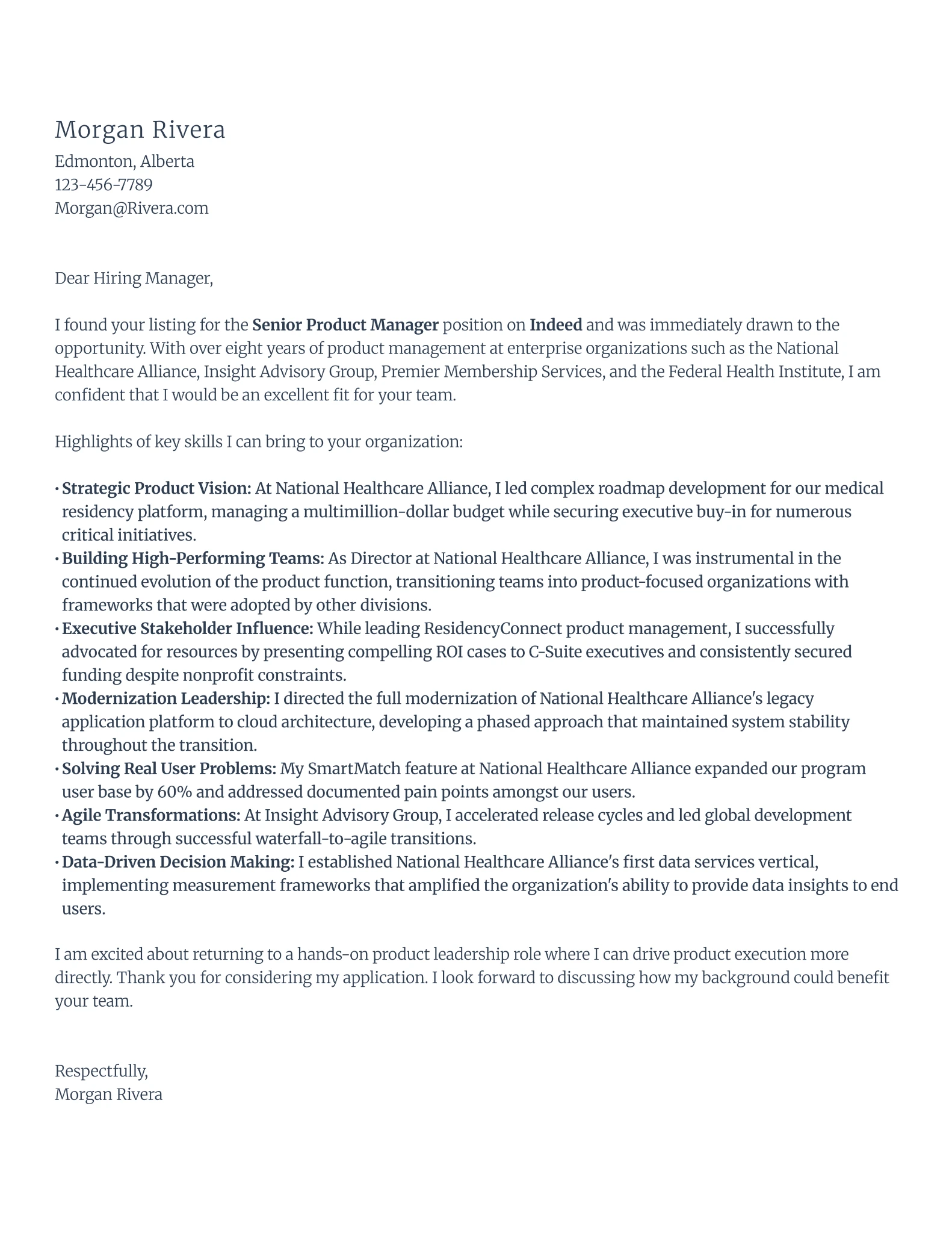 Cover letter builder sample