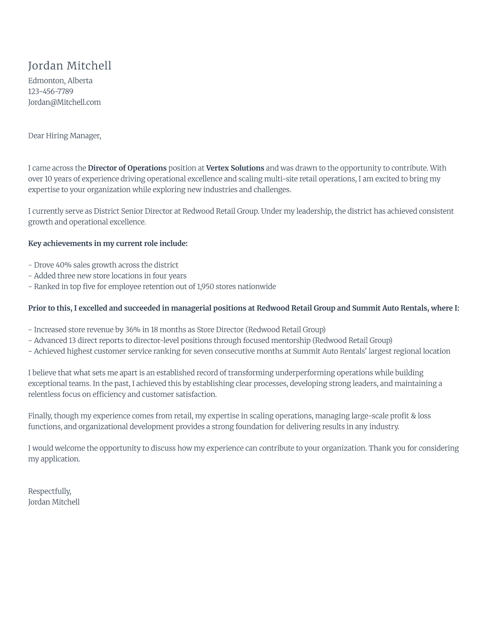 cover letter generator sample letter