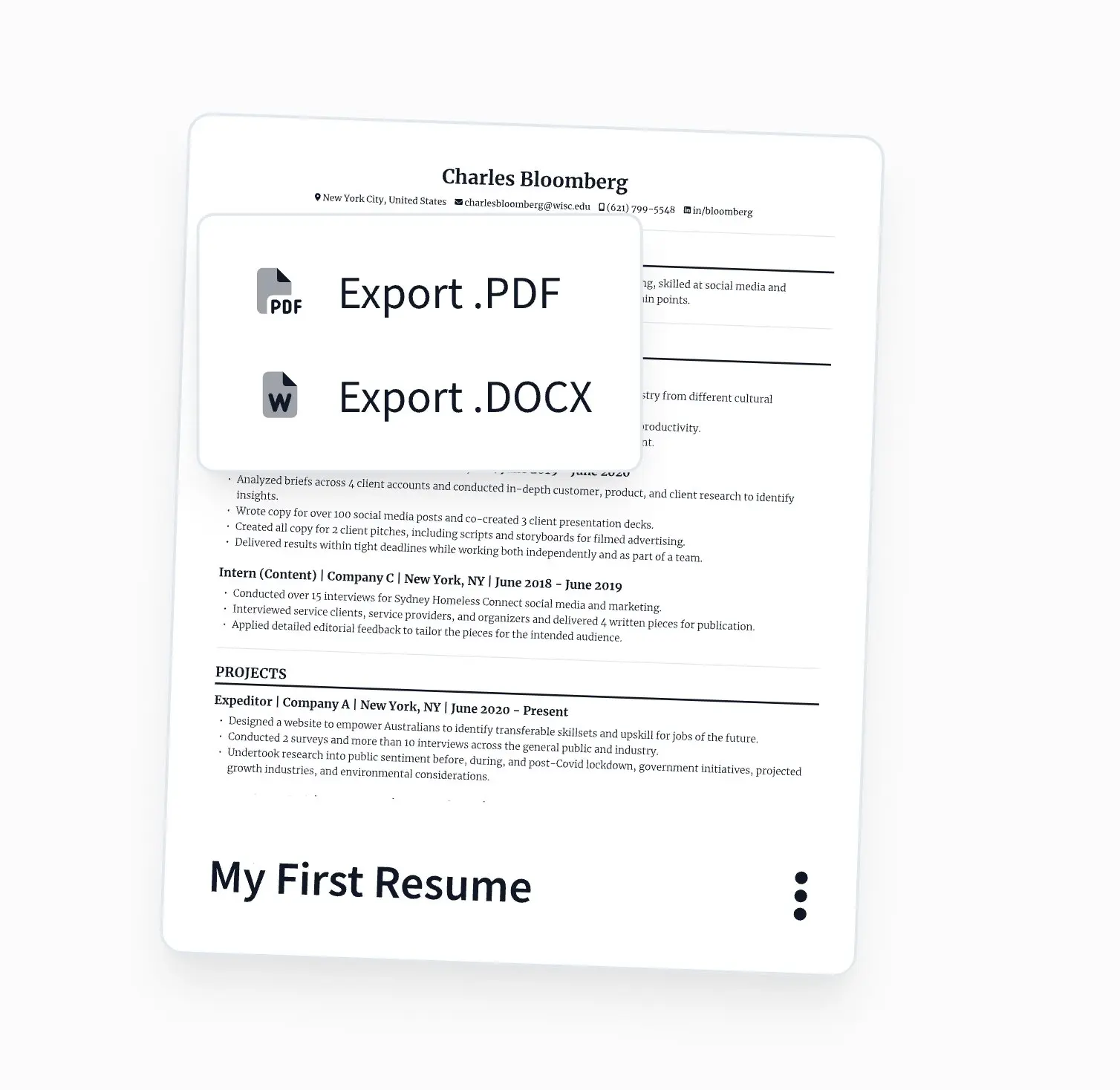 Resumatic template selection and download screen