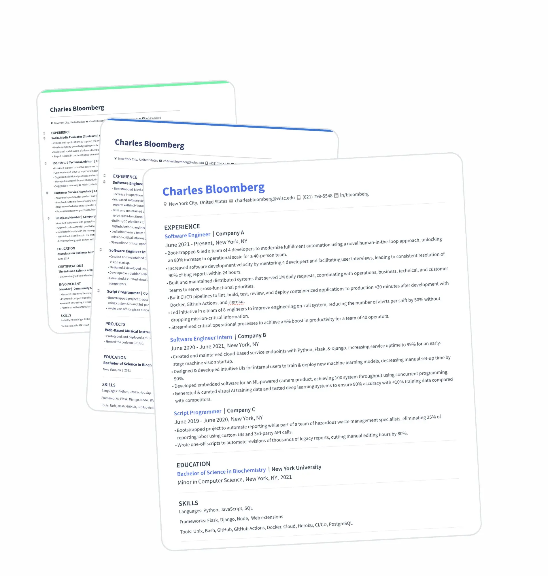 Resumatic ATS-optimized resume template gallery