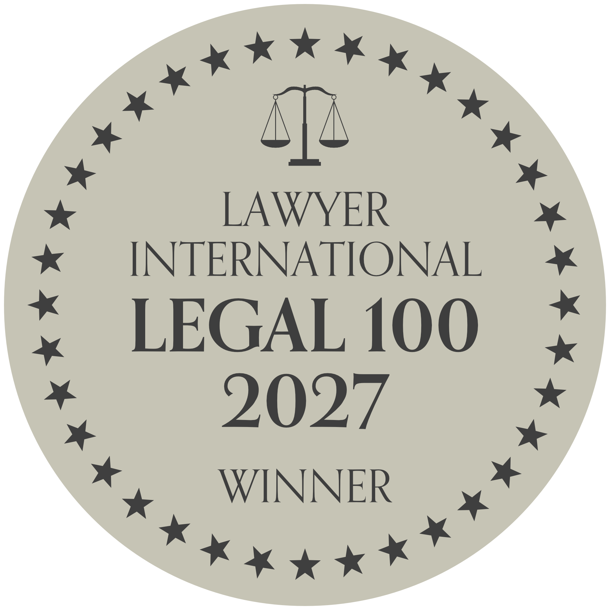 Lawyer International Legal 100 2027 awards logo