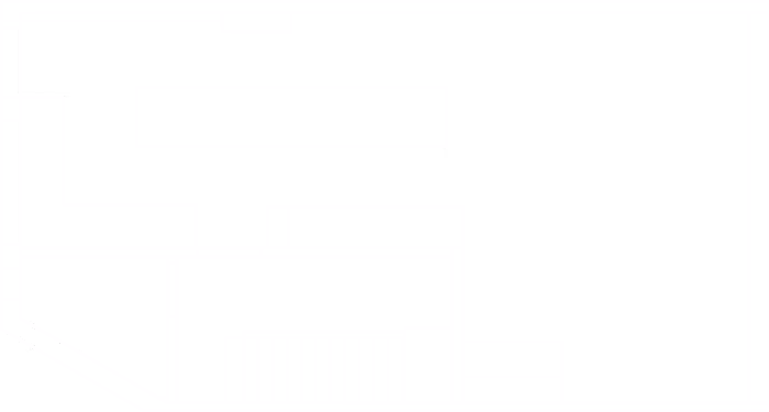 Plattegrond met woonkamer, keuken, hal, badkamer, slaapkamer en berging - eenvoudig lijnontwerp.