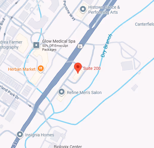 Map showing Be Well Integrative Health clinic location at 580 Franklin Road, Suite 200, Franklin, Tennessee