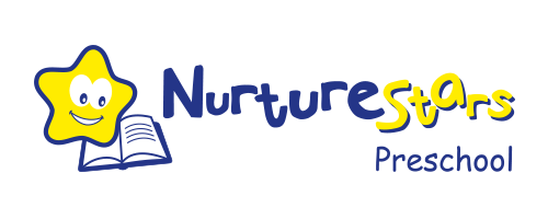 NurtureStars Preschool logo with a smiling yellow star character beside an open book.