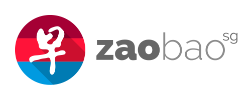 Zaobao SG logo with Chinese character on red and blue circular background next to 'zaobao sg' text.