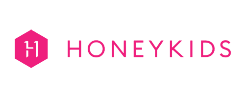 HoneyKids logo in pink lowercase letters.
