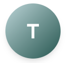 Circle with gradient teal background and white letter T centered.