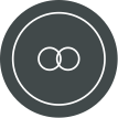 Icon of two overlapping circles inside a larger circle on a dark gray background.