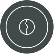 Icon of a circular globe centered within two concentric circles on a dark gray background.