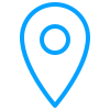 Blue location pin icon representing a map marker.