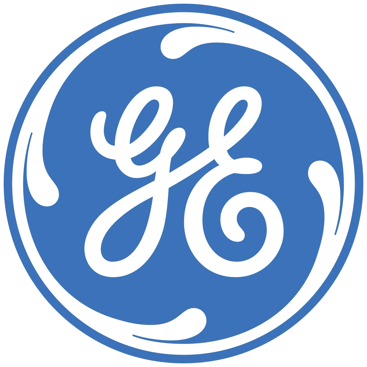 General Electric logo in blue and white circular design
