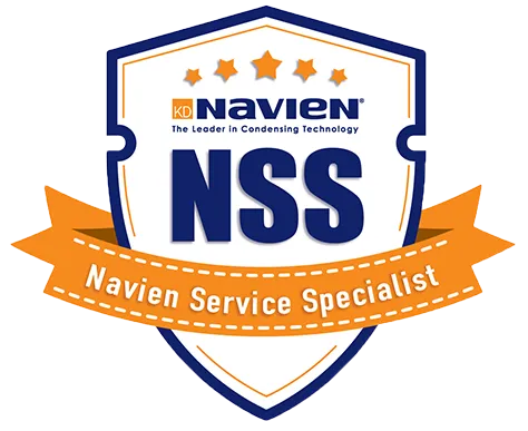 Navien Service Specialist logo with stars and shield design