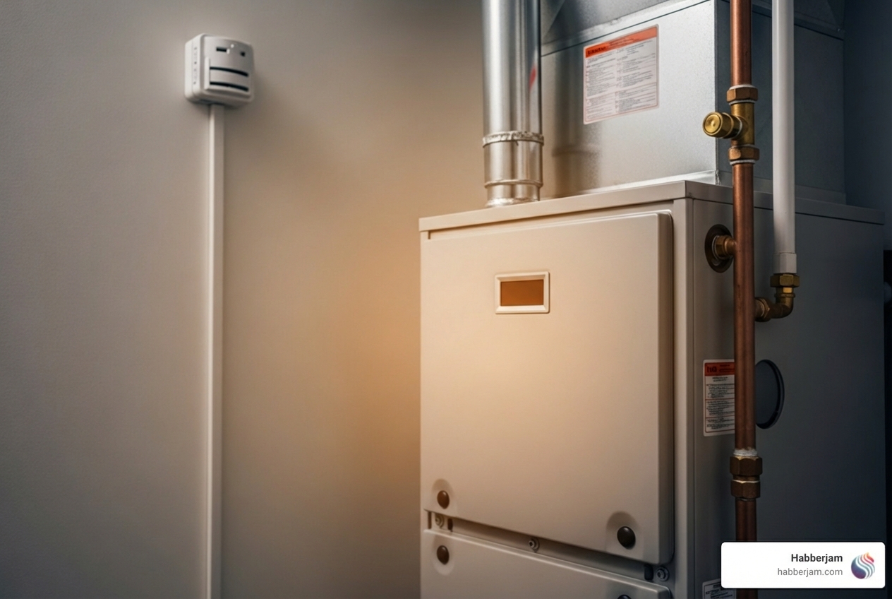 Infographic showing the five key benefits of annual furnace maintenance: extended furnace lifespan of 15-20 years, reduced energy costs up to several hundred dollars annually, prevention of mid-season breakdowns, maintained manufacturer warranty validity, and improved home safety through carbon monoxide leak prevention - furnace maintenance best in edmonton, ab