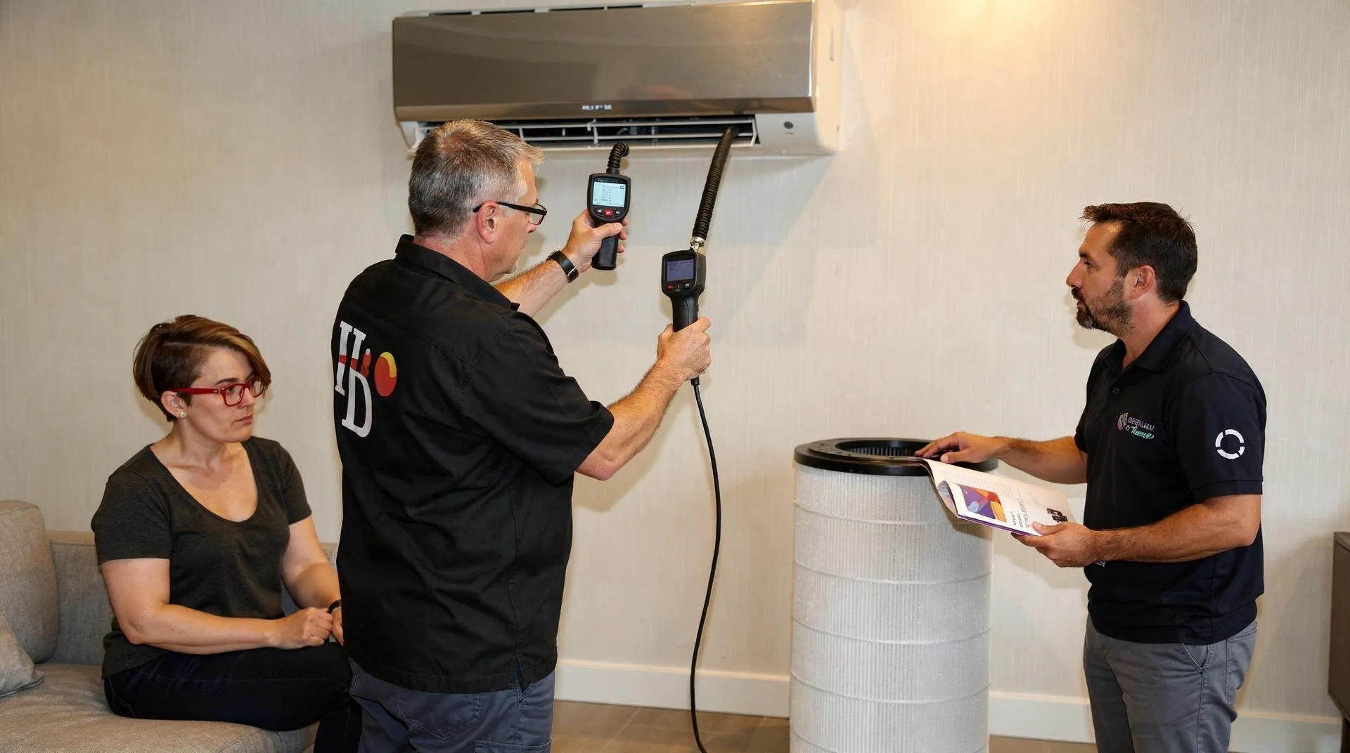 Comprehensive air quality testing assesses exposure to PM2.5, PM10, VOCs, mold, humidity, and CO2.; Filtration