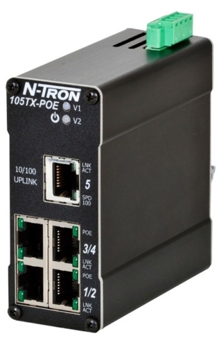 Red Lion N-Tron Industrial PoE Ethernet Switch - 105TX-POE