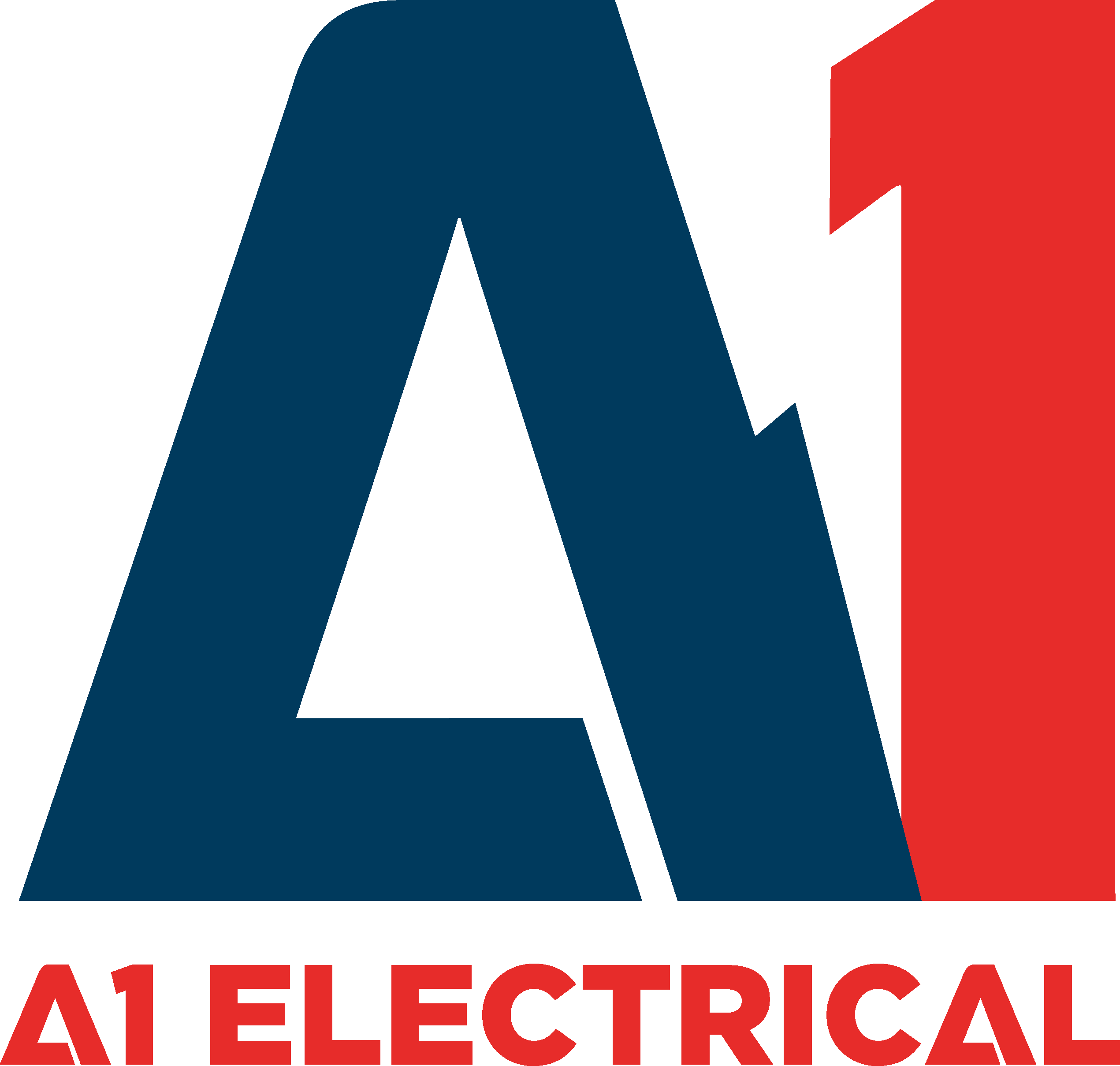 A1 Electrical logo featuring large blue letter 'A' and red number '1' above red text reading 'A1 ELECTRICAL' on a light background