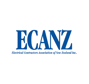A logo for ECANZ. The acronym "ECANZ" is in large, bold, blue serif font. Below the acronym, in smaller, italicized, and regular-weight blue font, is the full name: "Electrical Contractors Association of New Zealand Inc."