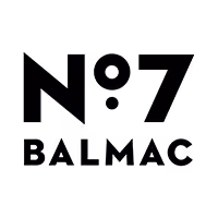 A logo for "Nº7 BALMAC". The "N" and "7" are large and in a bold, black, sans-serif font. The "N" has a pointed, angular top-right corner. The degree symbol "º" is represented by a small circle with a dot below it. Below the number, the word "BALMAC" is in a smaller, bold, black, sans-serif font.
