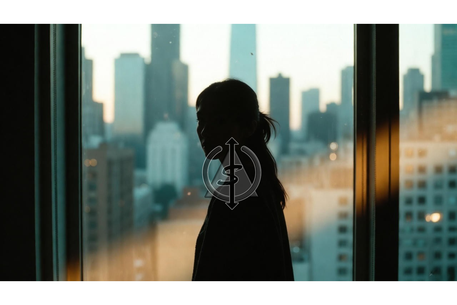 Black and white image of a calm person standing by a bright window with soft light and subtle teal and gold accents, symbolizing self-worth and choosing healthier love.​