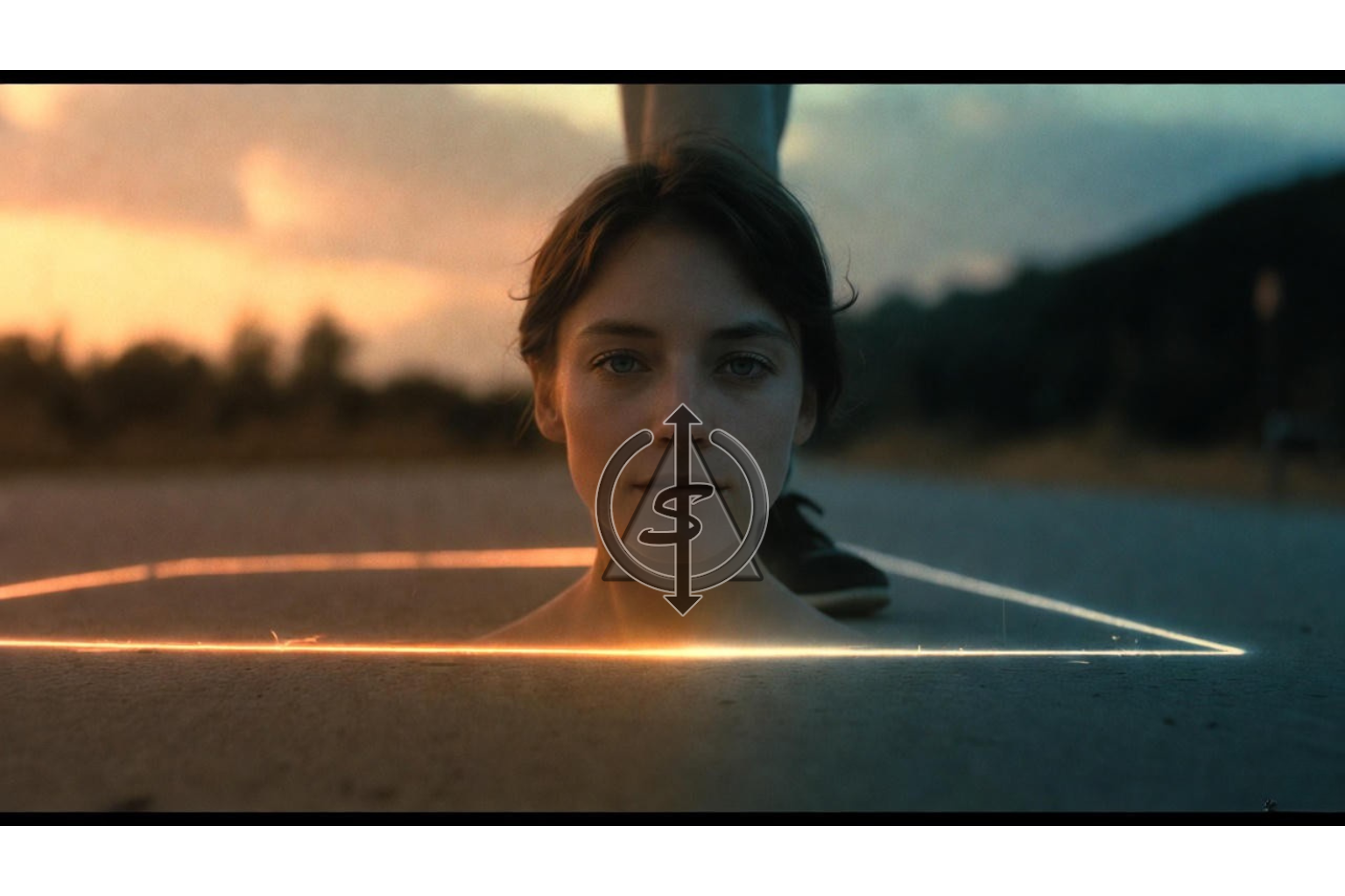 Person standing calmly behind a soft glowing line on the floor, symbolizing a boundary that protects their energy without aggression.