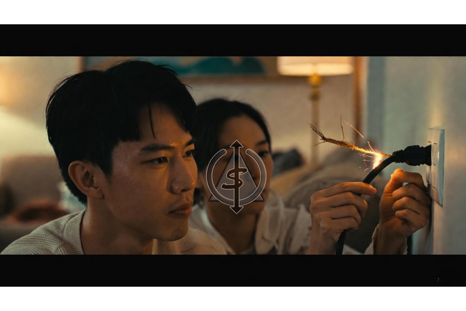 Person calmly unplugging a frayed sparking cord beside another person, symbolizing choosing standards and safety over chemistry.