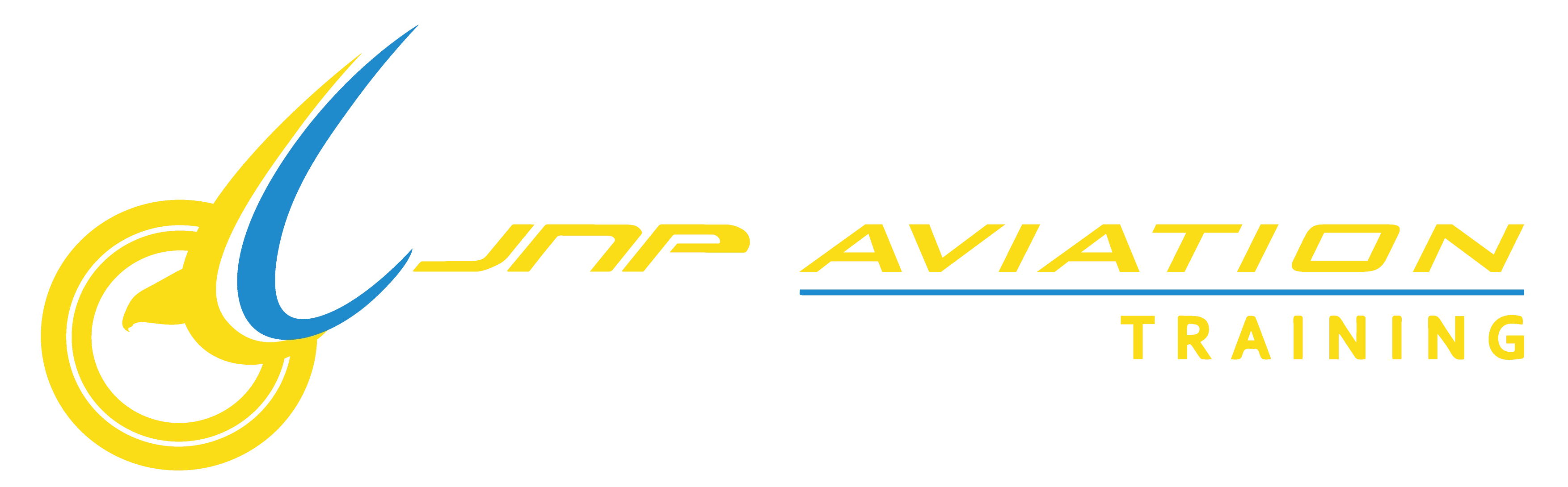 JNP Aviation Training logo with stylized yellow and blue bird and bold yellow text.