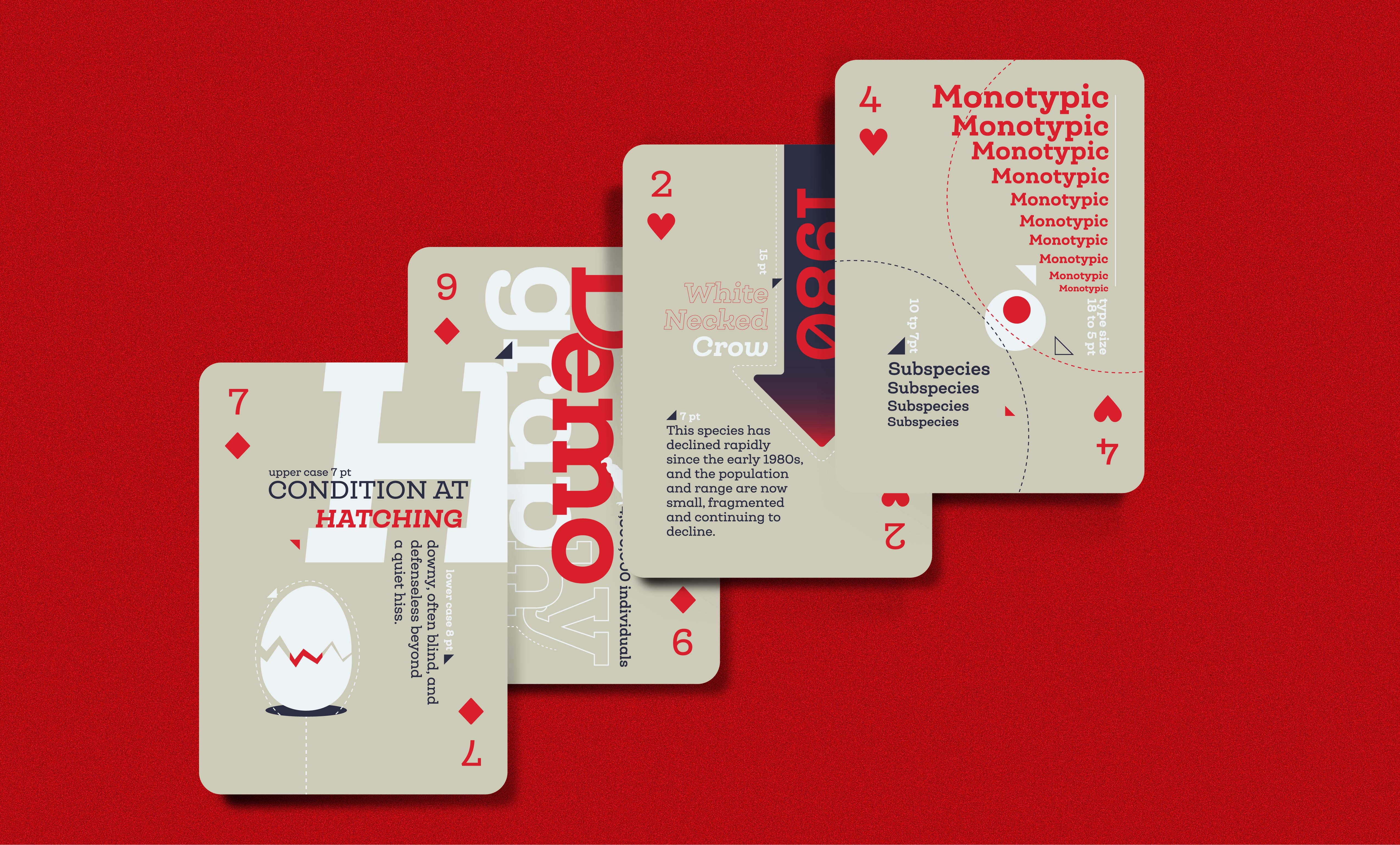 Illustrated playing card deck featuring endangered birds