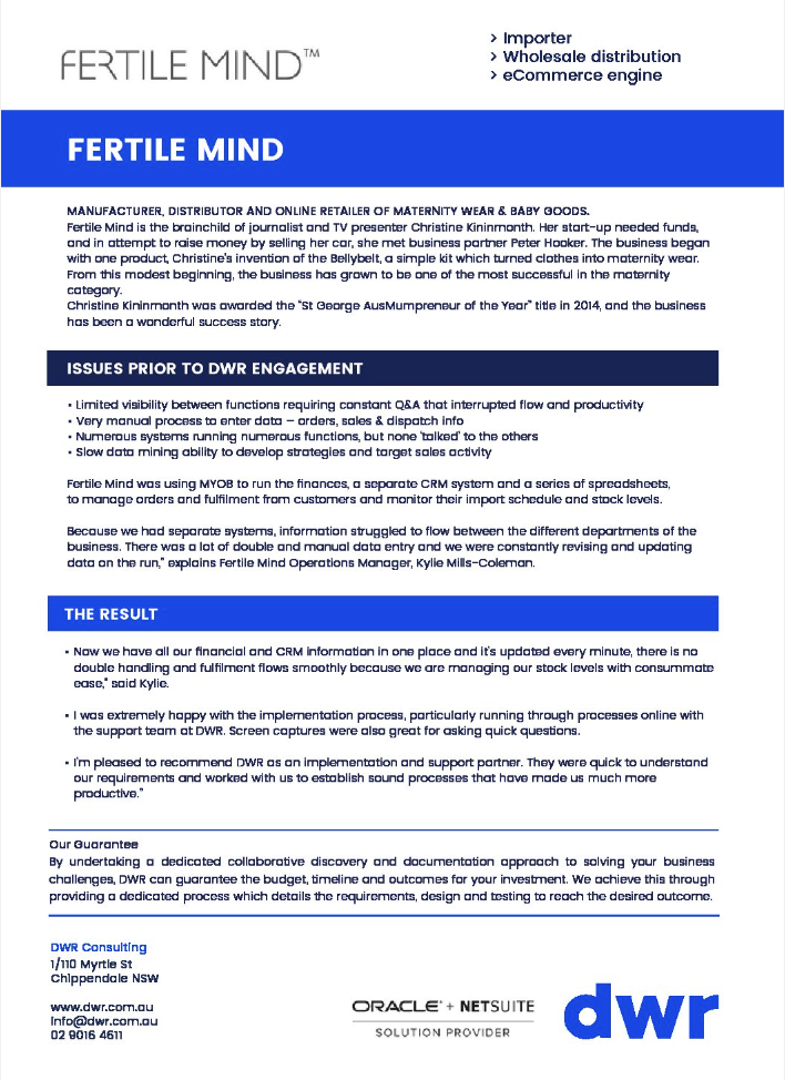 Optimised supply chain management through NetSuite.
