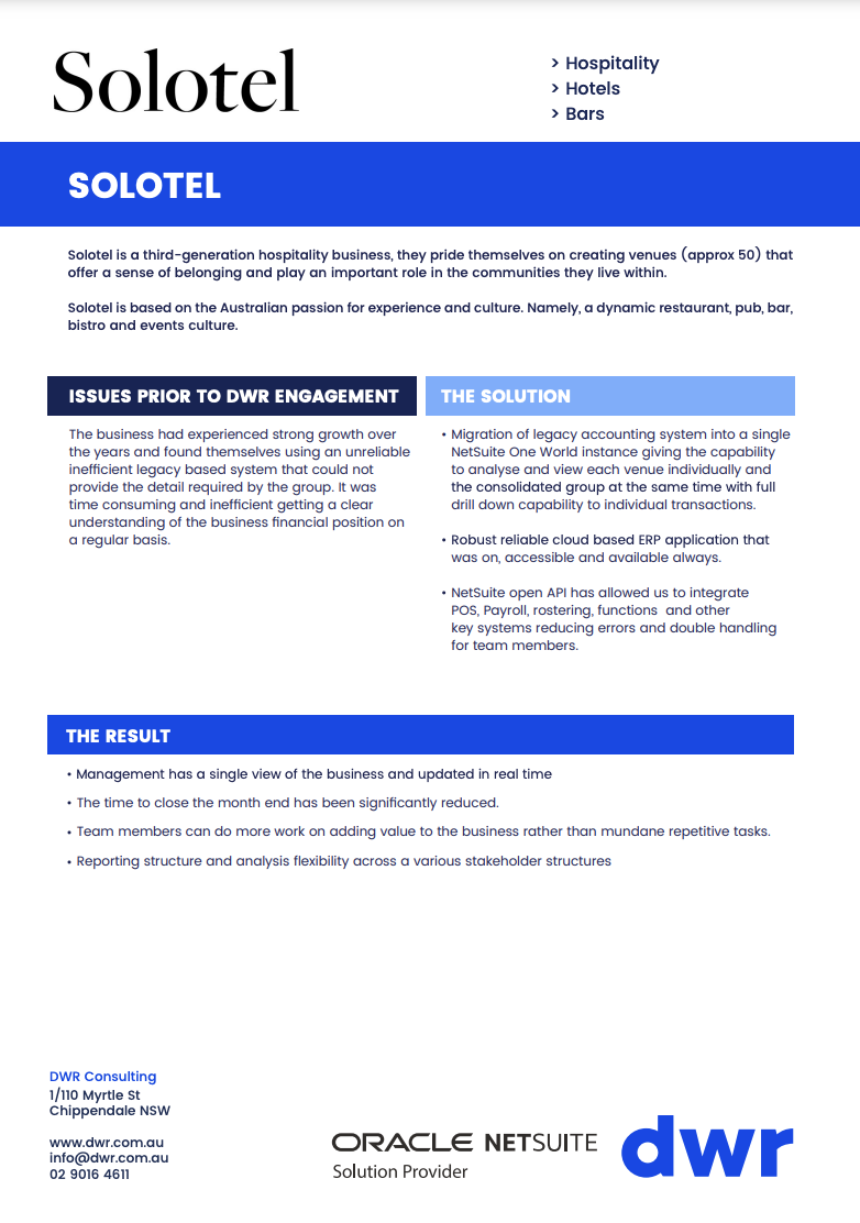 Improved hospitality management with NetSuite.