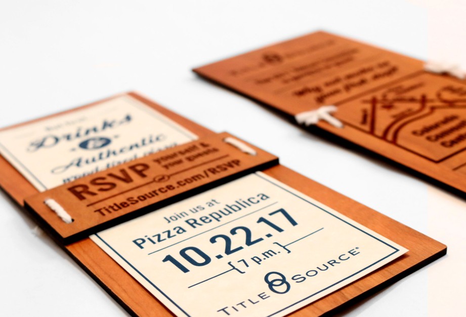 Wooden engraved invite