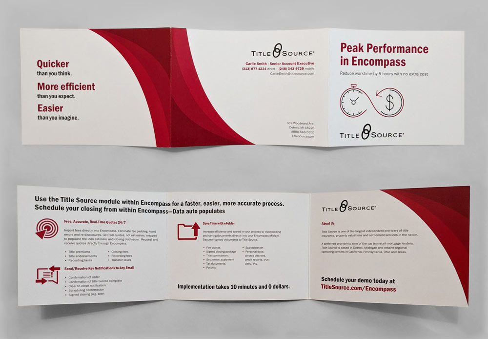 Tri-fold brochure opened