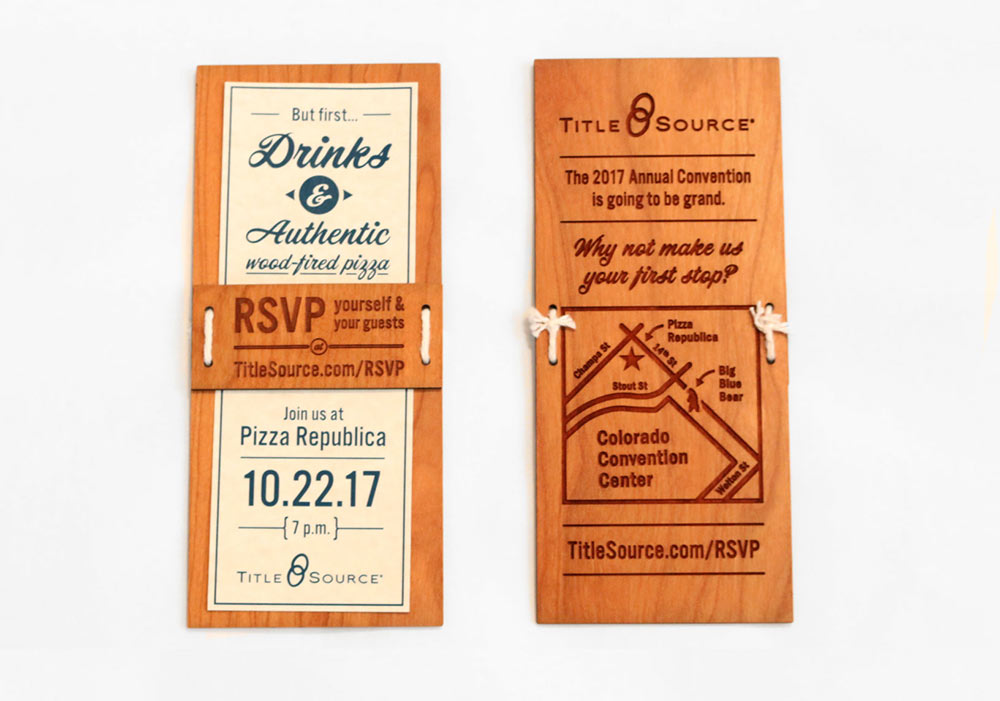 Wooden engraved invitation