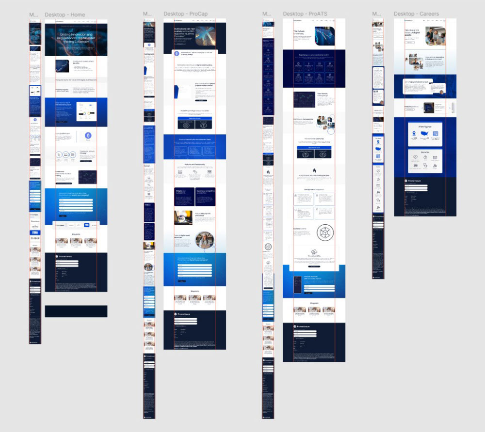 Website pages in draft form in Figma
