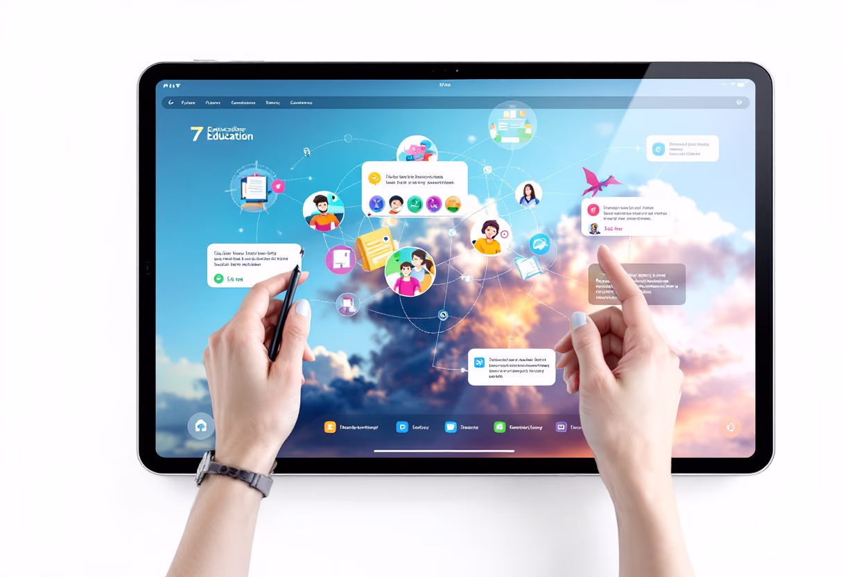 [interface] image of a computer showcasing educational software (for a edtech)