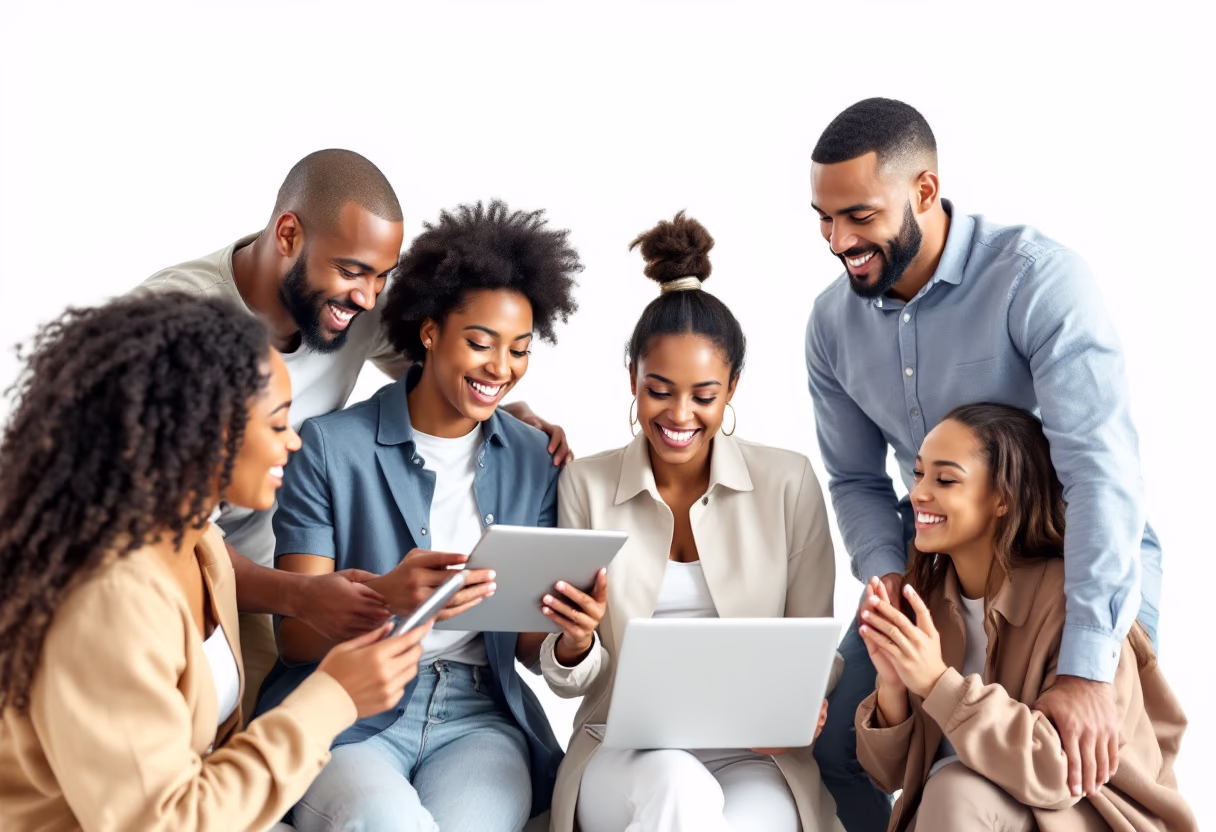 image of a diverse team in a meeting (for a edtech)