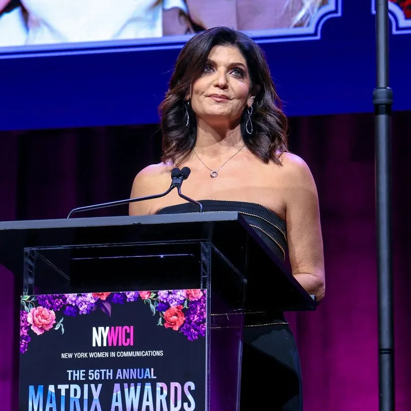 Tamsen speaking on stage at the 2026 Matrix Awards